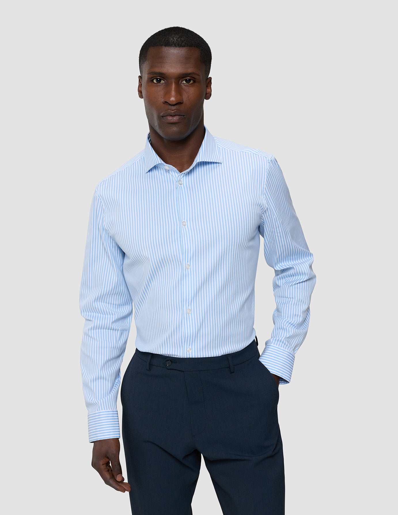 Elevated Shirt Light Blue Stripe Thin Slim